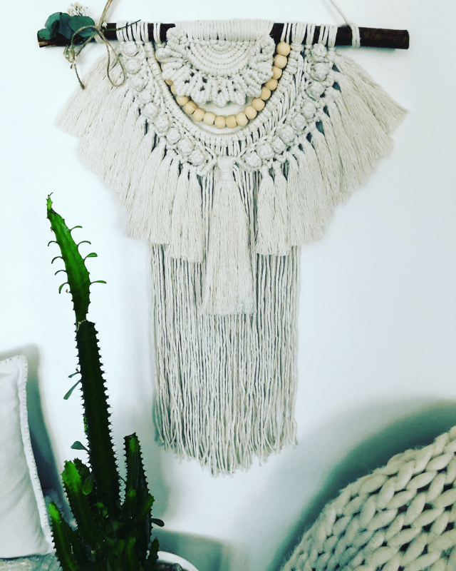 Rozčesávatelná macrame příze KaFanta 5 mm v barvě natural - autor Dagmar Adamová www.dadamdesign.cz
