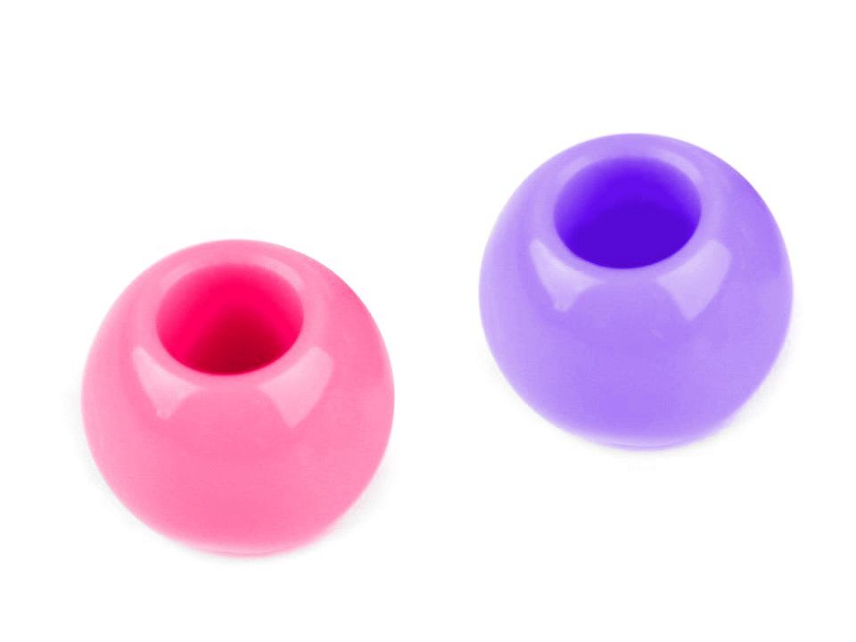 Plastový korálek s velkým průvlekem 8x10mm - růžový