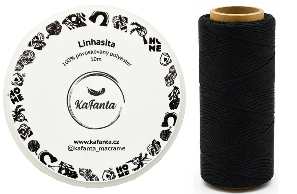Voskovaná šňůra Linhasita 1 mm - barva PRETO - 10m