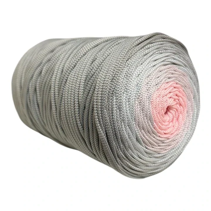 Polyesterová příze plochá 5mm/220m ombré klubko grey
