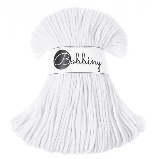 Bobbiny Junior 3 mm – bavlněná šňůra 100 m White