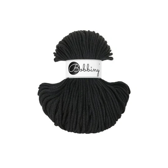 Bobbiny Classic 4 mm Black – bavlněná šňůra 100 m na macramé a háčkování