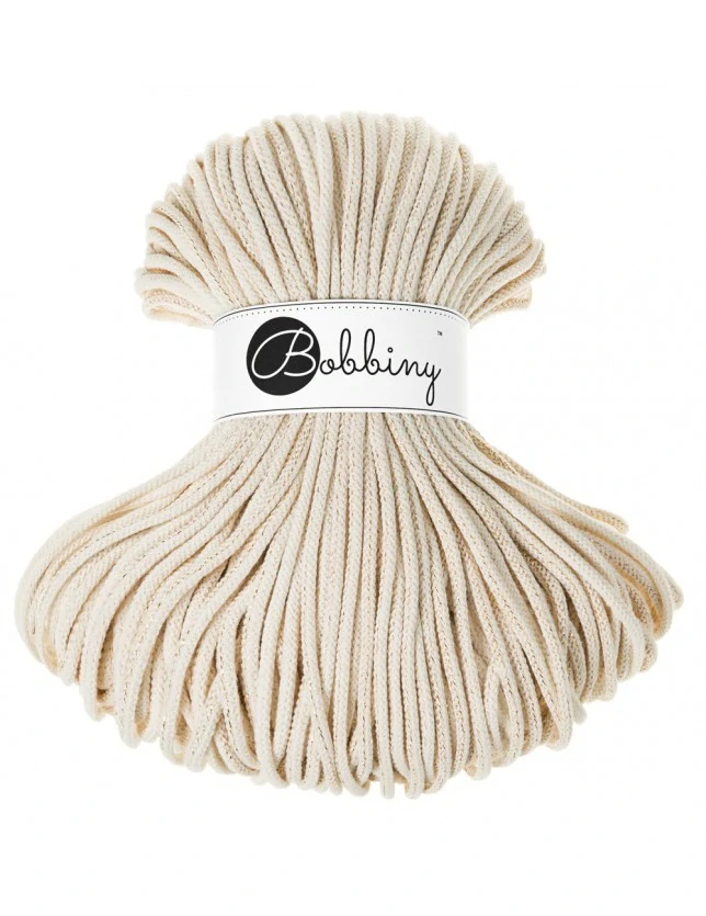 Bobbiny Premium 5 mm Golden Natural – bavlněná šňůra 100 m | Macramé a háčkování