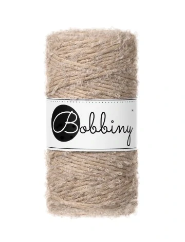 Bobbiny Bouclé 3 mm - macramé šňůra s alpakou, 100 m - Sand