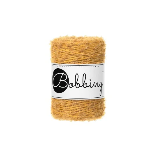 Bobbiny Bouclé 1,5 mm - macramé šňůra s alpakou, 100 m - Mustard