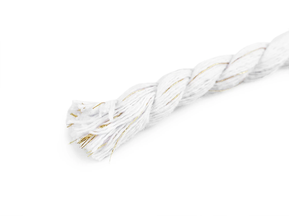 Bavlněná šňůra na výrobu macrame duhy Ø8 mm - bílá/zlatá