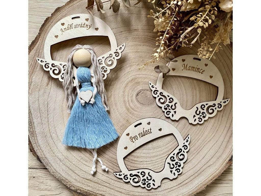 Andělská křídla Pro štěstí II. - dřevěný výřez