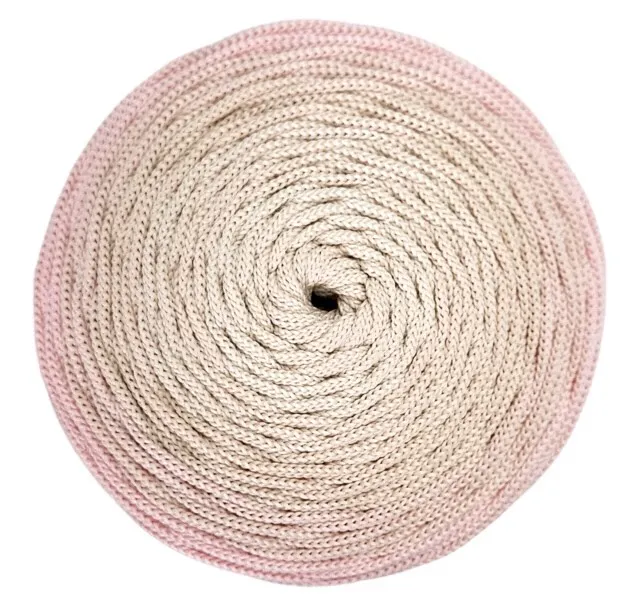 Polyesterová příze plochá 5mm/220m ombré klubko pink