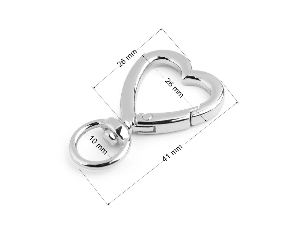 Kovová karabina srdce 10 mm - zlatá