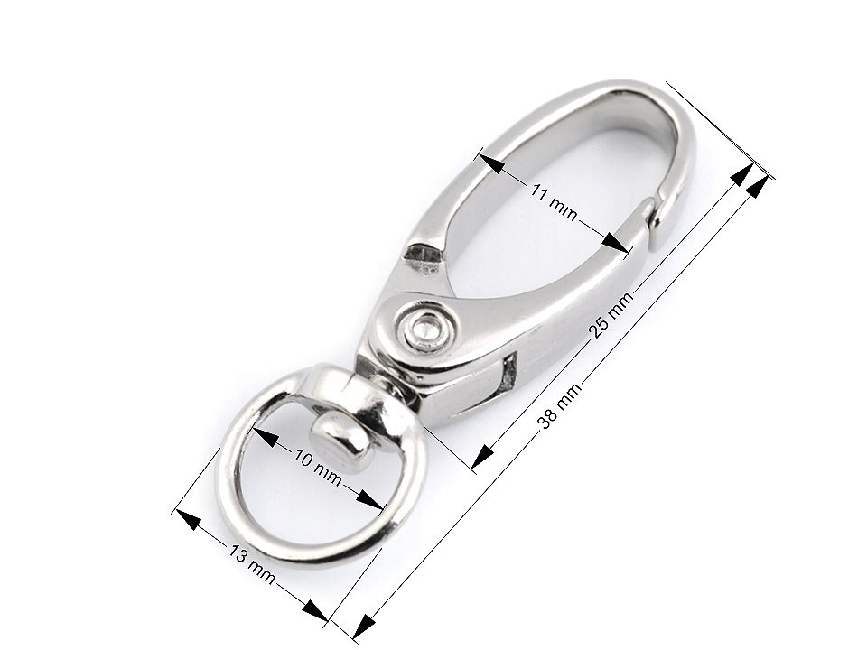 Kovová karabina průvlek 10 mm - nikl