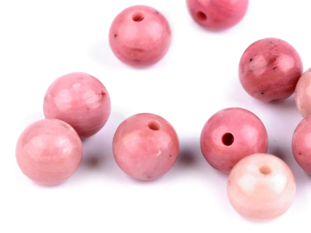 Minerální korálky Rodonit Ø6 mm - 10 ks