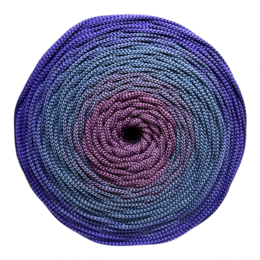 Polyesterová příze plochá 5mm/250m ombré klubko dark blue
