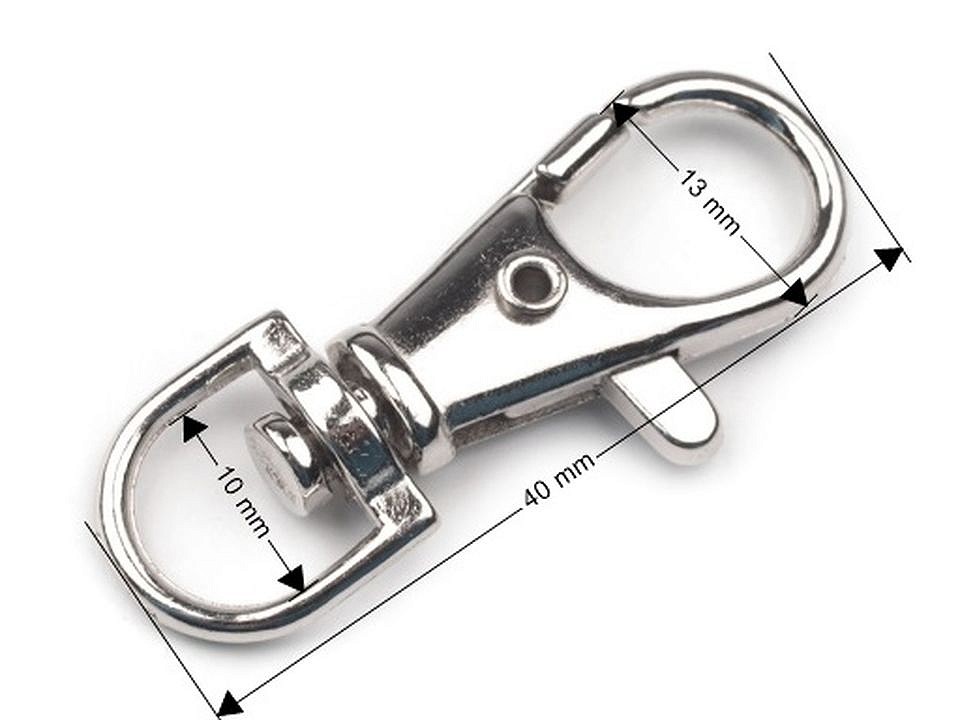 Kovová karabina průvlek 10 mm - nikl