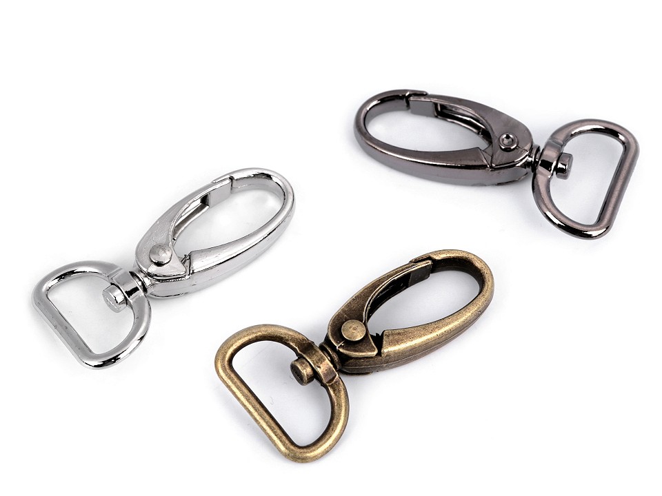 Kovová karabina průvlek 20 mm - černý nikl