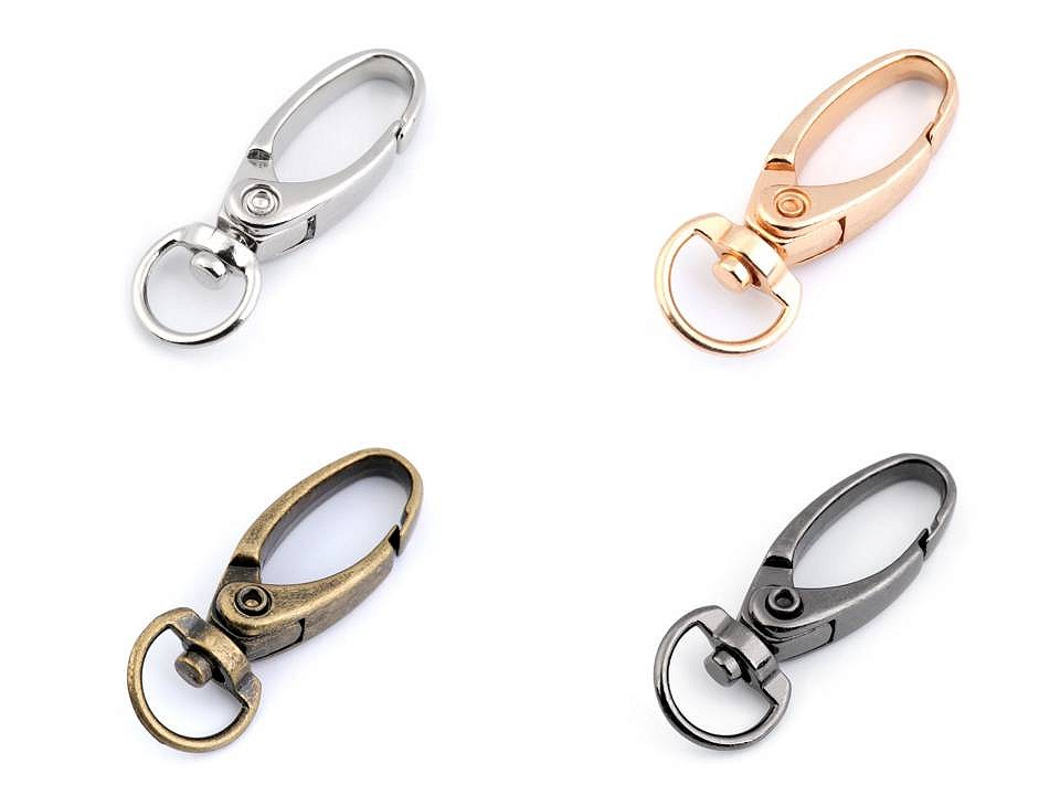 Kovová karabina průvlek 10 mm - růžové zlato