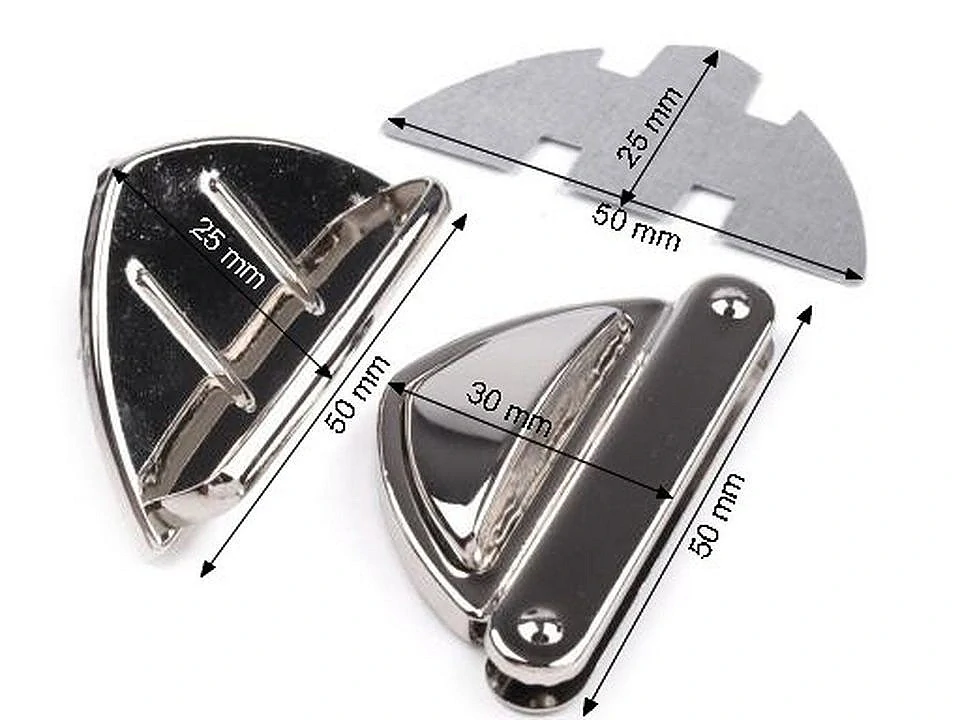 Magnetické zapínání na kabelku/batoh 50 × 25 mm – stříbrné
