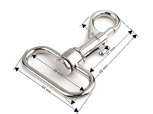 Kovová karabina průvlek 38 mm - nikl