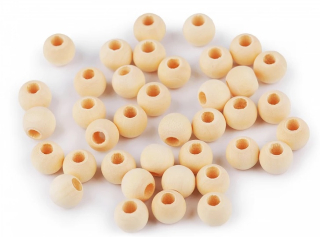 Dřevěný korálek Ø10 mm - natural s větším průvlekem VÝHODNÉ BALENÍ 30g (cca 100ks)