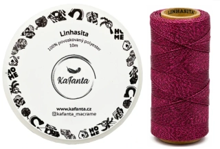 Voskovaná šňůra Linhasita 1 mm - barva PINK - 10m