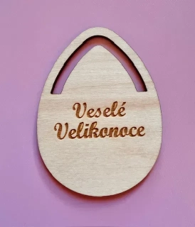 Dřevěný výřez vajíčka - Veselé Velikonoce