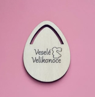 Dřevěný výřez vajíčka - Veselé Velikonoce II. se zajíčkem