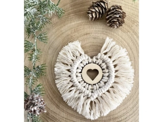 Dřevěný výřez pro výrobu macrame vločky - SRDCE