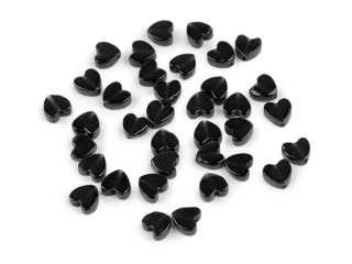 Skleněný korálek srdce Ø6 mm - černá - 10 ks