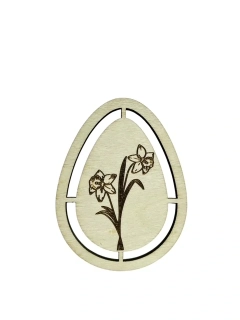 Dřevěný výřez vajíčko - narcisy