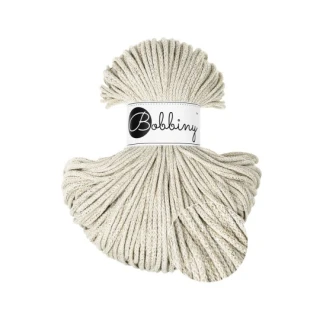Bobbiny Junior 3 mm – bavlněná šňůra 100 m Shiny Cashmere Beige