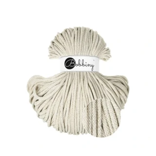 Bobbiny Premium 5 mm Shiny Cashmere Beige – bavlněná šňůra 100 m | Macramé a háčkování