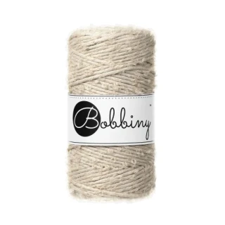 Bobbiny Bouclé 3 mm - macramé šňůra s alpakou, 100 m - Beige