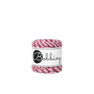 Bobbiny 3PLY Baby 1,5 mm / 35 m – bavlněná šňůra na macramé Candy Cane