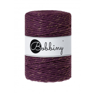 Bobbiny Macrame XXL 5mm - ostružina se zlatou nitkou